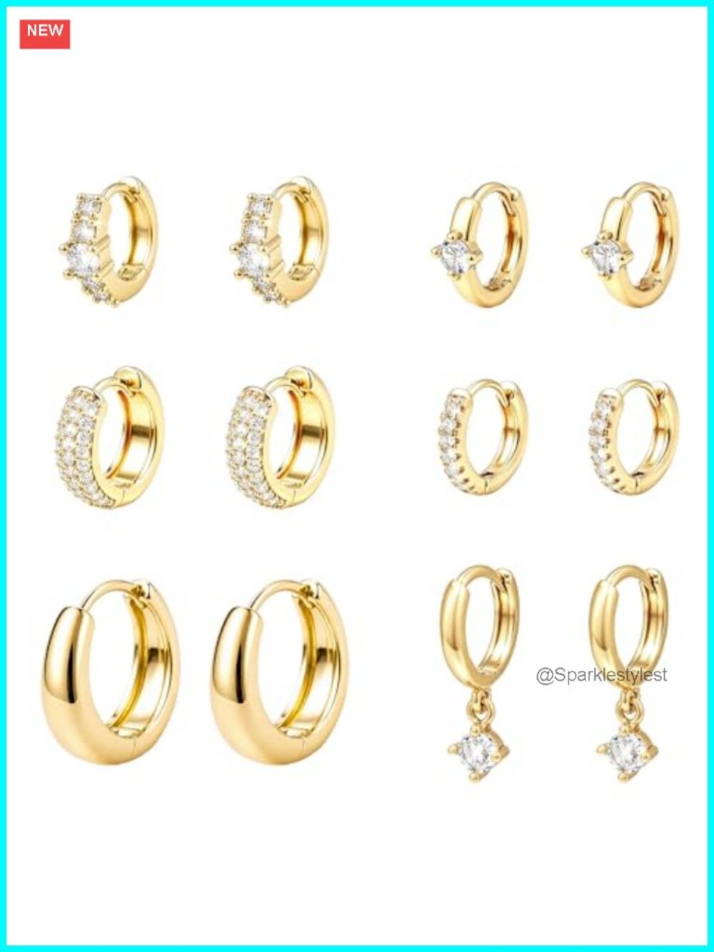 14K Gold Plated Chunky Hoop Earrings Set for Women